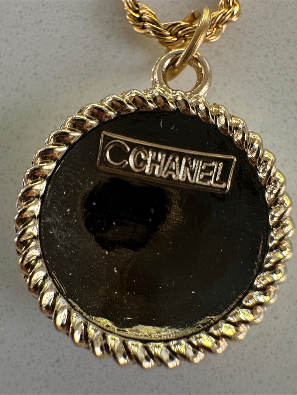 CHANEL Gold and Black Medallion Pendant Necklace - Picture 4 of 4